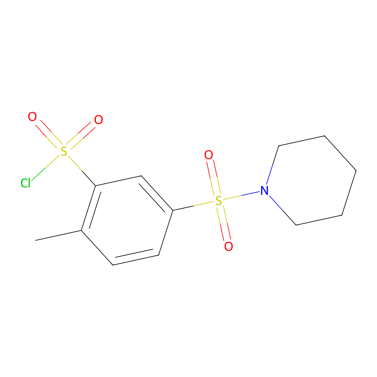 2-Methyl-5-(piperidine-1-sulfonyl)benzene-1-sulfonyl chloride molecular structure, CAS 100141-83-1