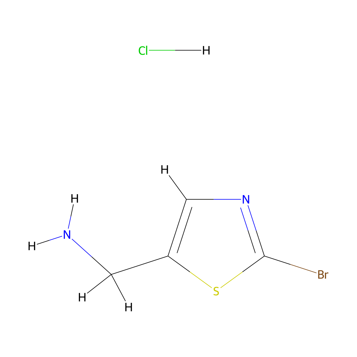 c-(2-Bromo-thiazol-5-yl)-methylamine hydrochloride molecular structure, CAS 1001413-46-2