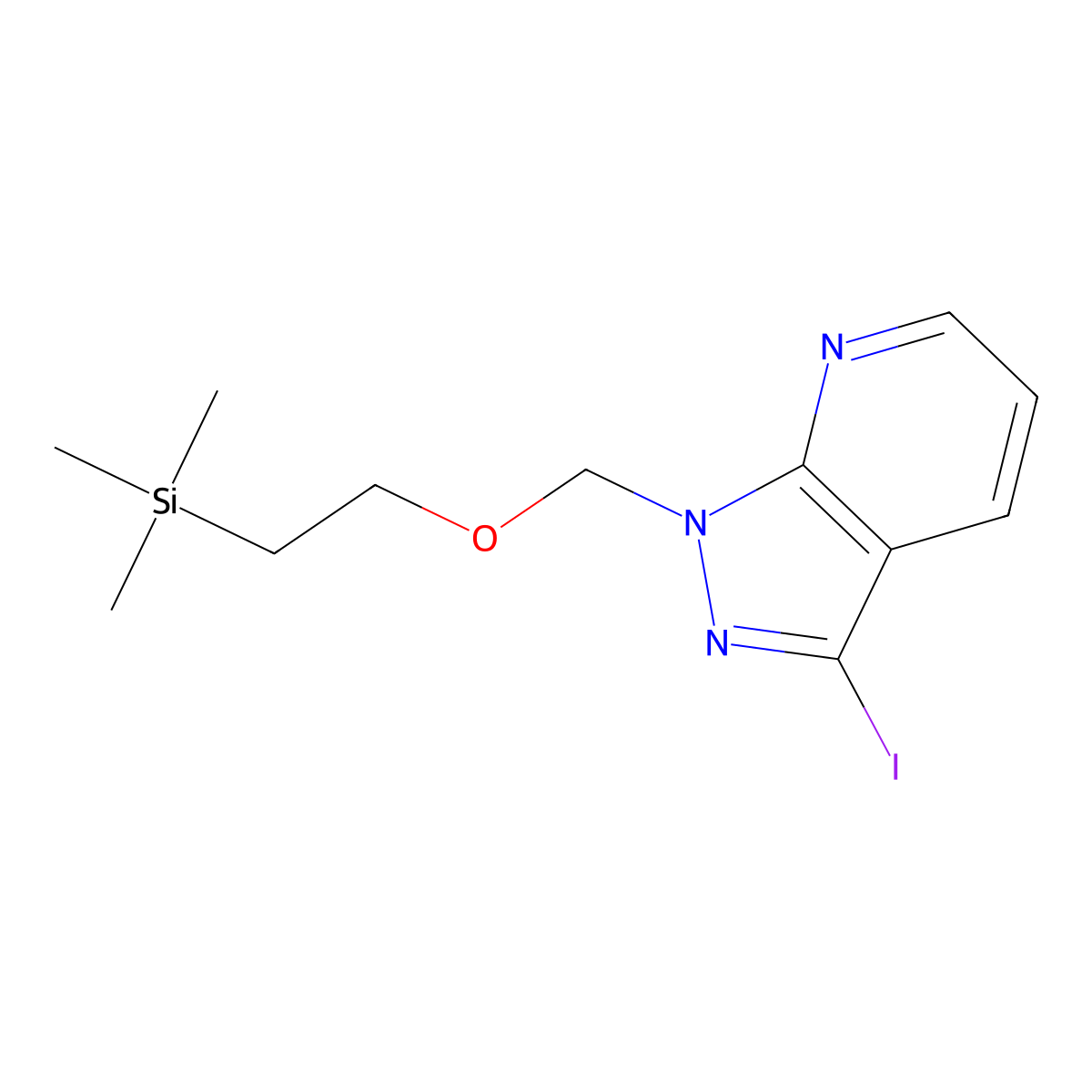 2-[(3-Iodopyrazolo[3,4-b]pyridin-1-yl)methoxy]ethyl-trimethyl-silane molecular structure, CAS 1001413-90-6