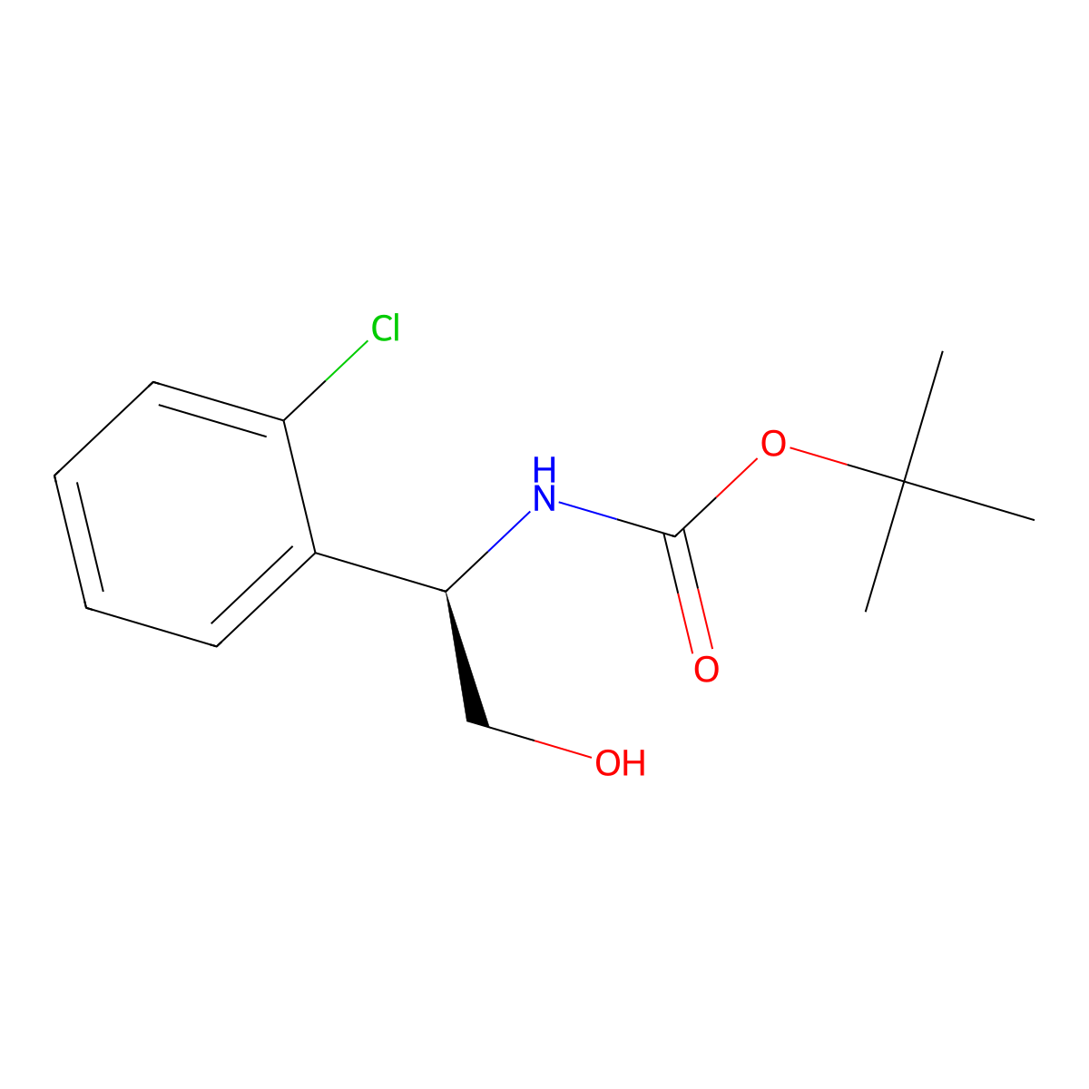 (R)-Tert-butyl (1-(2-chlorophenyl)-2-hydroxyethyl)carbamate molecular structure, CAS 1001414-64-7