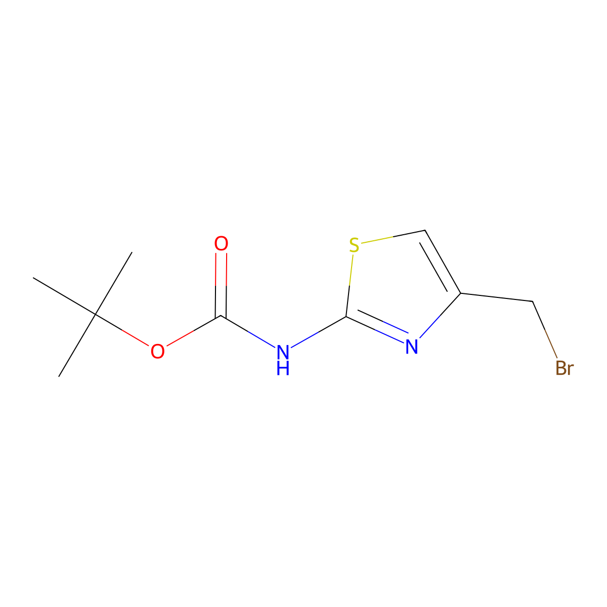 tert-Butyl (4-(bromomethyl)thiazol-2-yl)carbamate molecular structure, CAS 1001419-35-7
