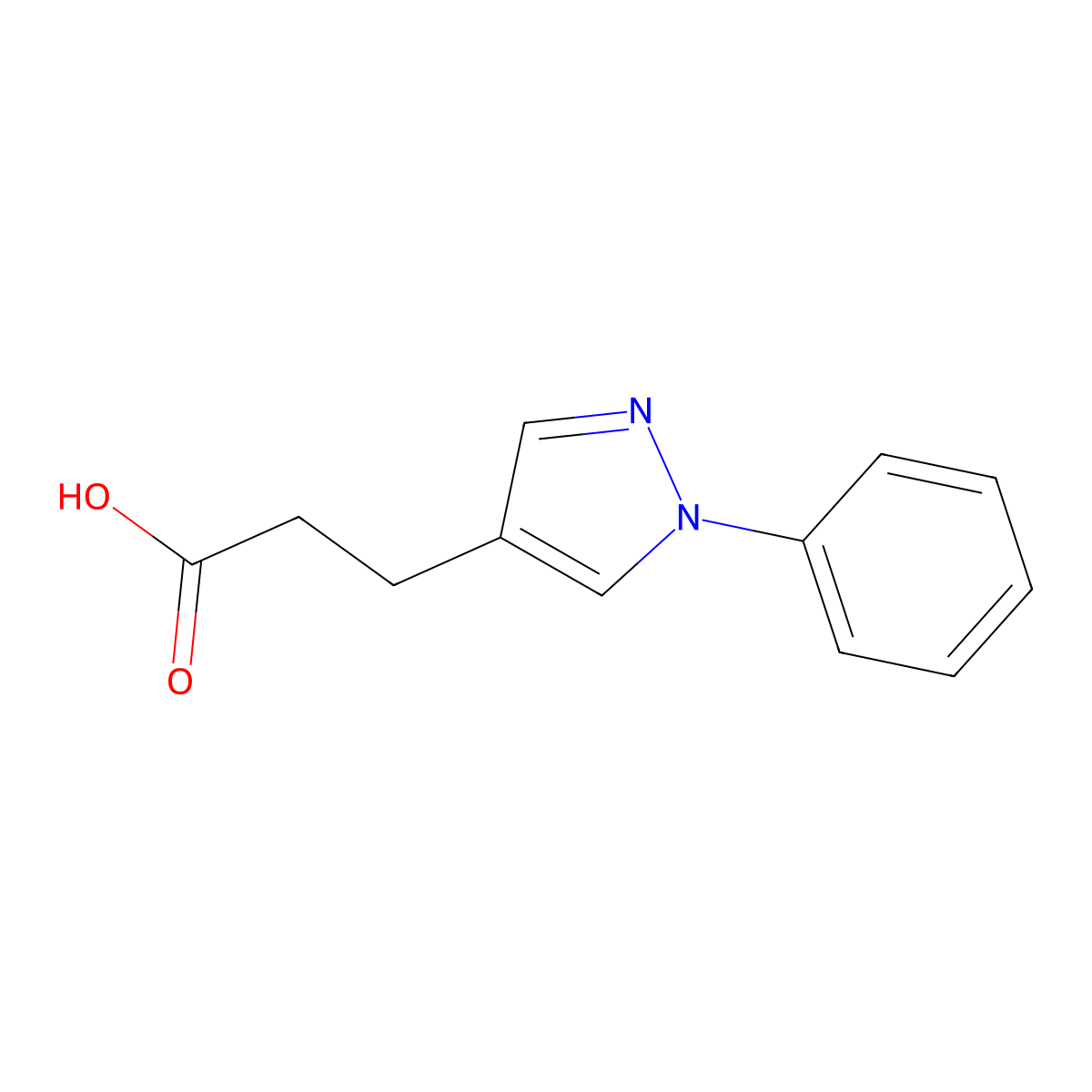 3-(1-phenyl-1H-pyrazol-4-yl)propanoic acid molecular structure, CAS 100142-73-2
