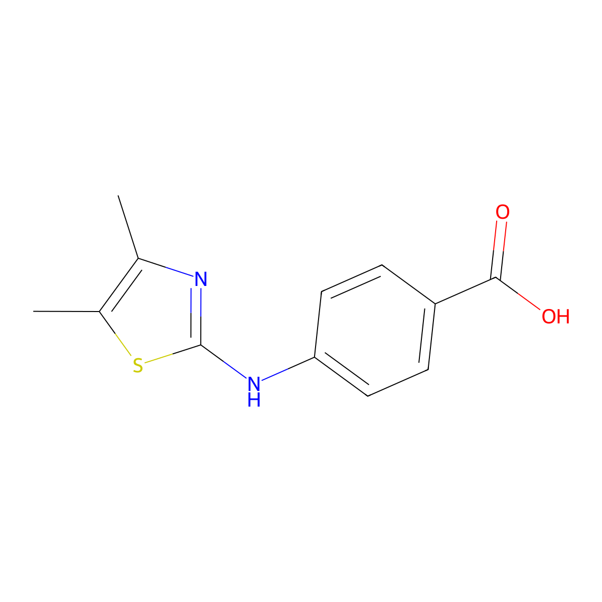 4-(4,5-Dimethylthiazol-2-ylamino)benzoic acid molecular structure, CAS 100142-85-6