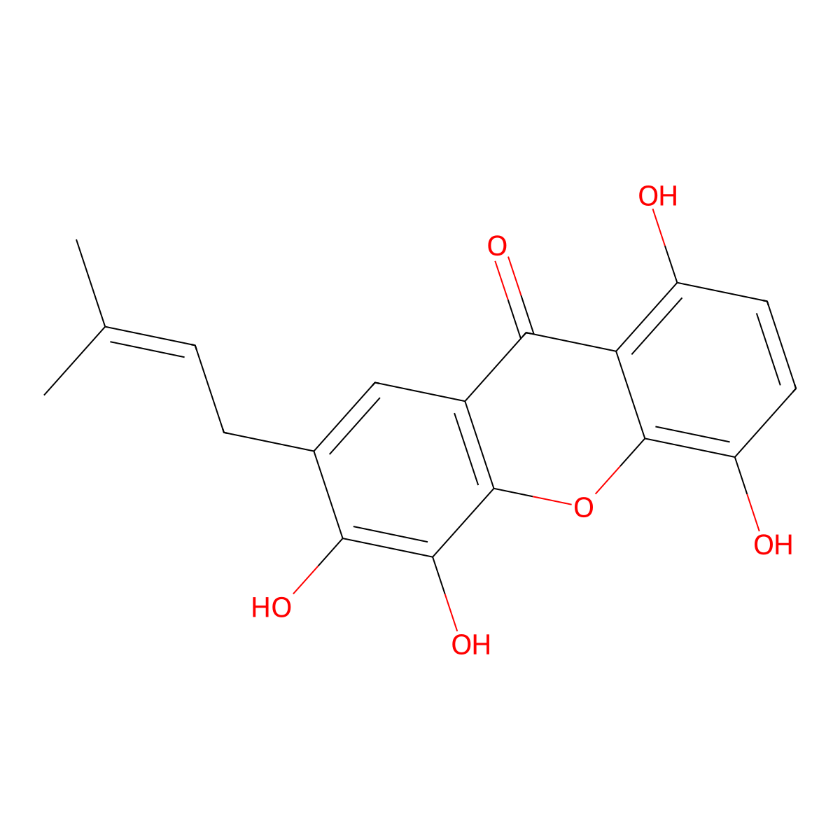 1,4,5,6-Tetrahydroxy-7-prenylxanthone molecular structure, CAS 1001424-68-5