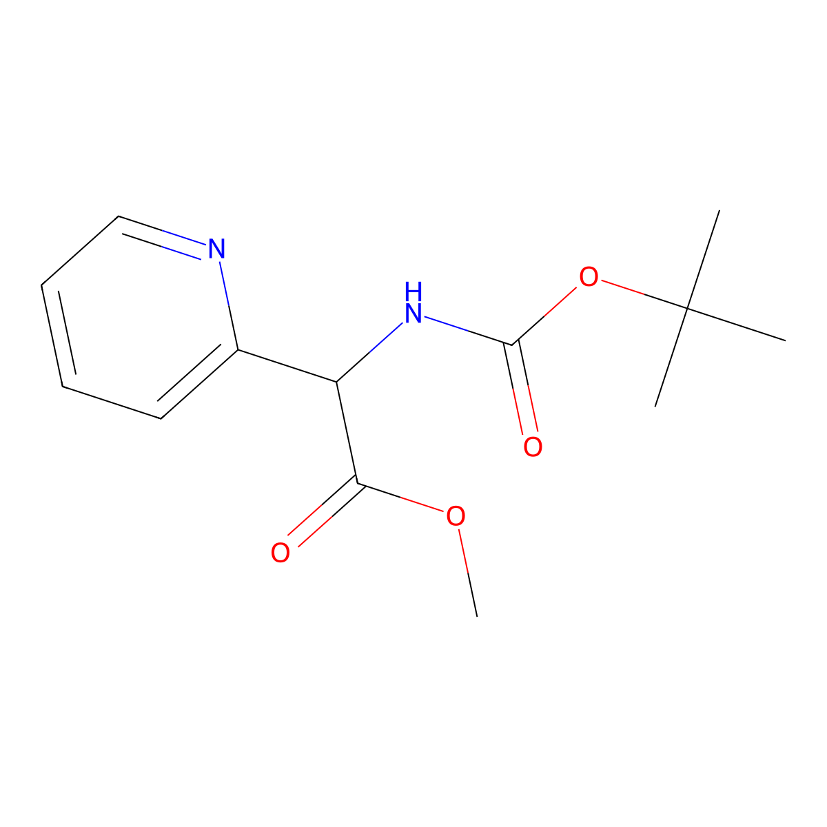 Methyl 2-(Boc-amino)-2-(2-pyridyl)acetate molecular structure, CAS 1001426-31-8