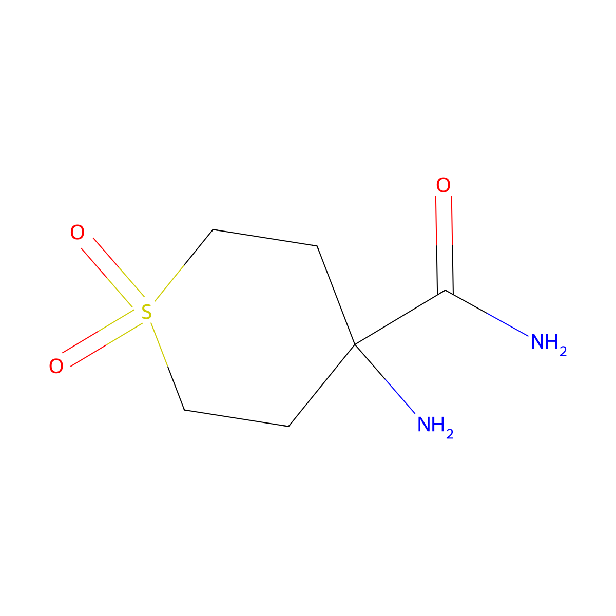 4-Amino-1,1-dioxo-1lambda6-thiane-4-carboxamide molecular structure, CAS 1001426-47-6