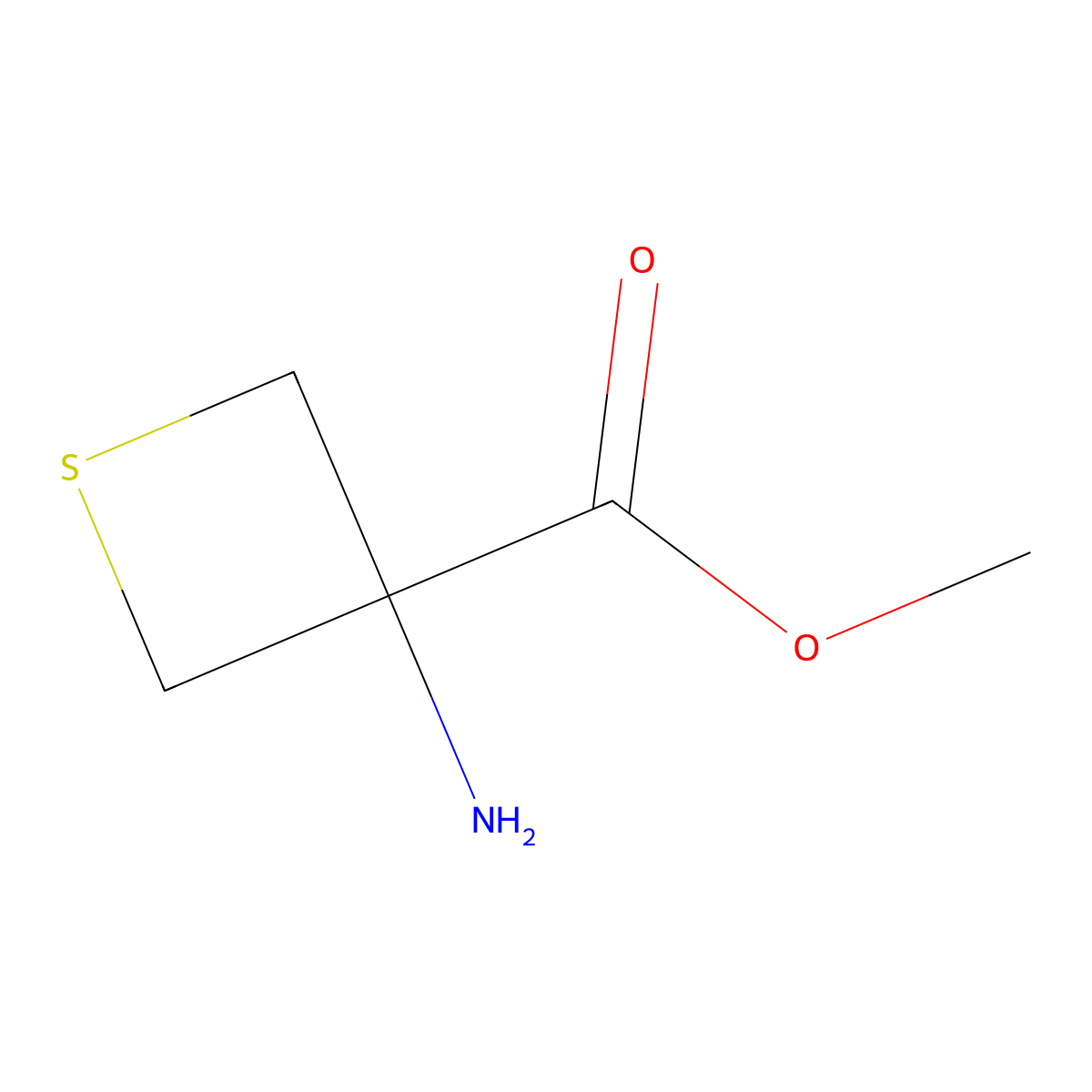 Methyl 3-aminothietane-3-carboxylate molecular structure, CAS 1001426-63-6