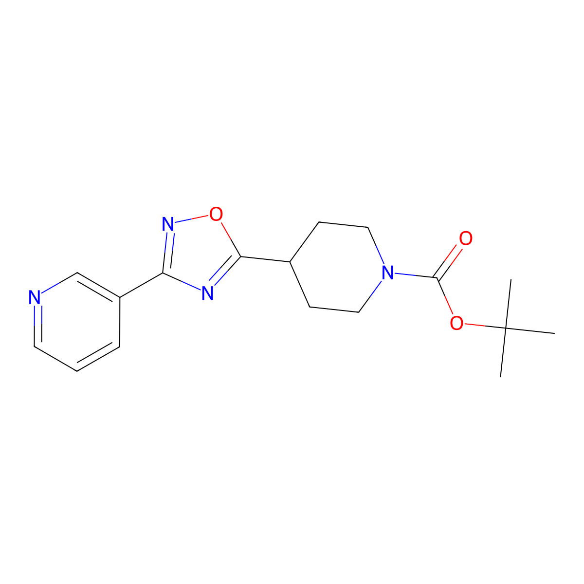Tert-butyl 4-(3-pyridin-3-yl-1,2,4-oxadiazol-5-yl)piperidine-1-carboxylate molecular structure, CAS 1001467-24-8