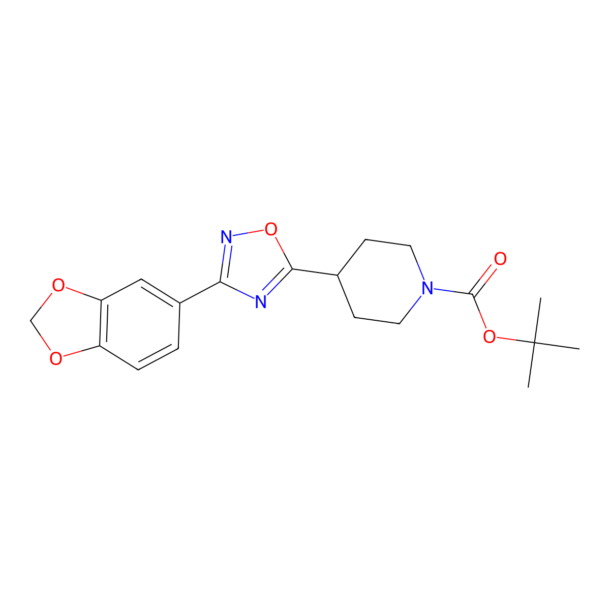 Tert-butyl 4-[3-(1,3-benzodioxol-5-yl)-1,2,4-oxadiazol-5-yl]piperidine-1-carboxylate molecular structure, CAS 1001467-36-2