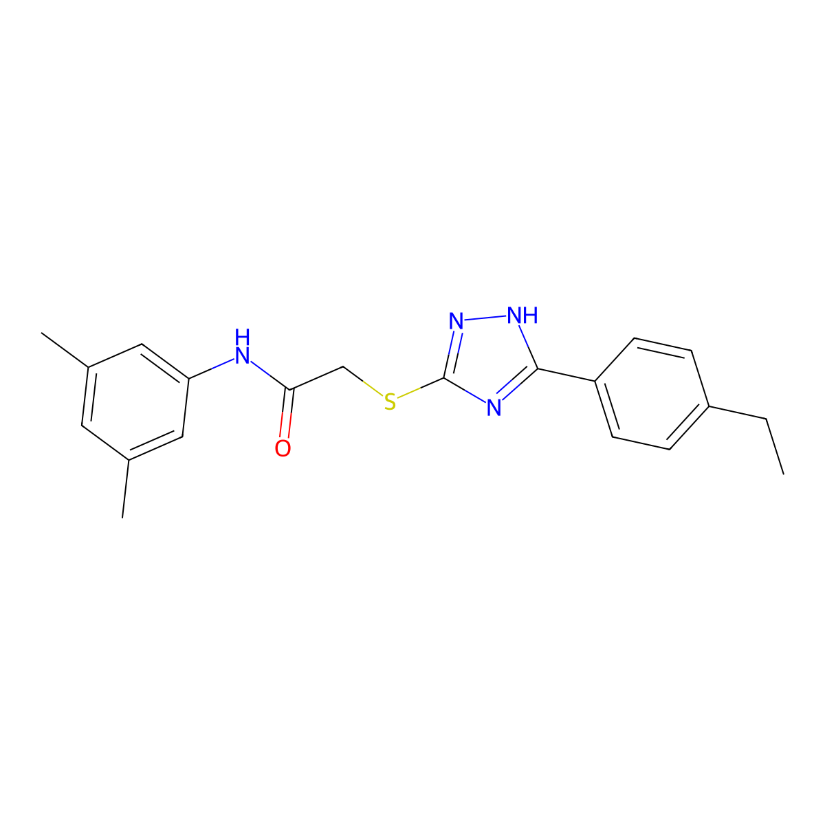 N-(3,5-dimethylphenyl)-2-((5-(4-ethylphenyl)-1H-1,2,4-triazol-3-yl)sulfanyl)acetamide molecular structure, CAS 1001478-90-5