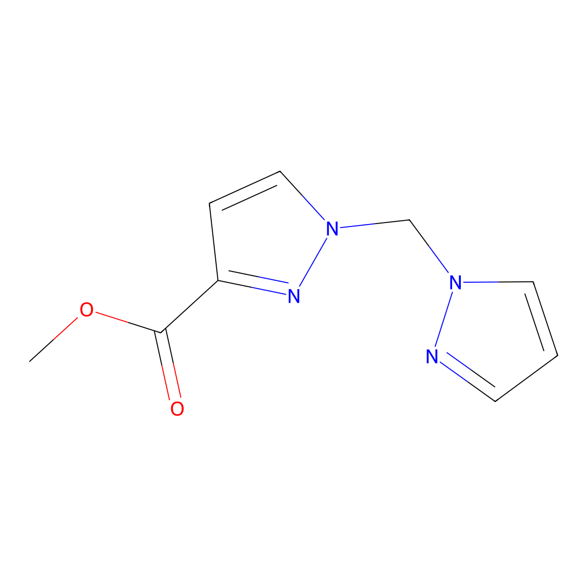 Methyl 1-((1H-pyrazol-1-yl)methyl)-1H-pyrazole-3-carboxylate molecular structure, CAS 1001499-89-3