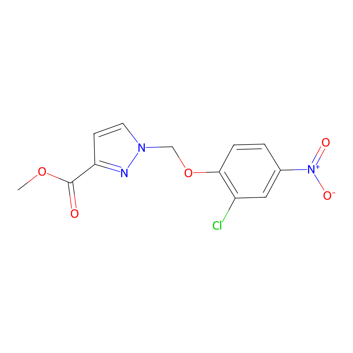 methyl 1-[(2-chloro-4-nitrophenoxy)methyl]-1H-pyrazole-3-carboxylate molecular structure, CAS 1001499-91-7