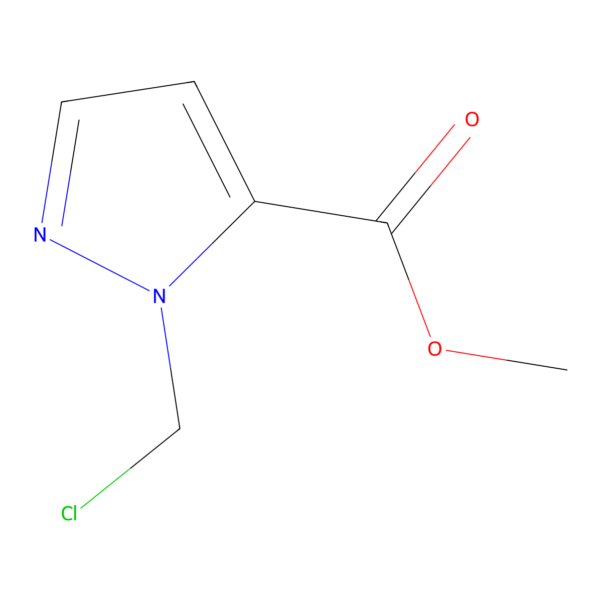 methyl 1-(chloromethyl)-1H-pyrazole-5-carboxylate molecular structure, CAS 1001499-93-9