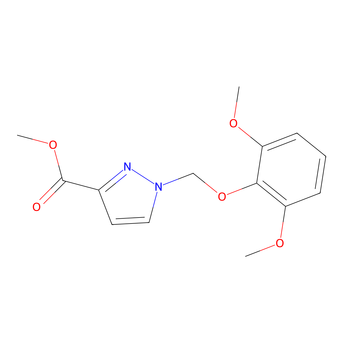 methyl 1-[(2,6-dimethoxyphenoxy)methyl]-1H-pyrazole-3-carboxylate molecular structure, CAS 1001499-95-1