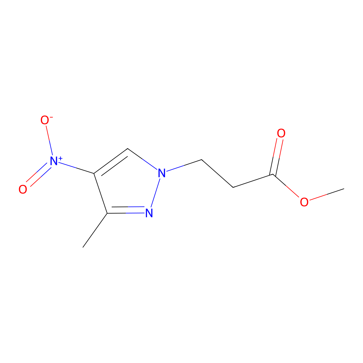 methyl 3-(3-methyl-4-nitro-1H-pyrazol-1-yl)propanoate molecular structure, CAS 1001499-99-5