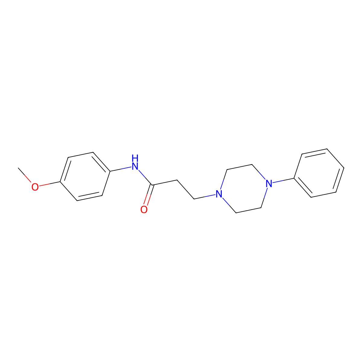 N-(4-methoxyphenyl)-3-(4-phenylpiperazin-1-yl)propanamide molecular structure, CAS 100150-45-6
