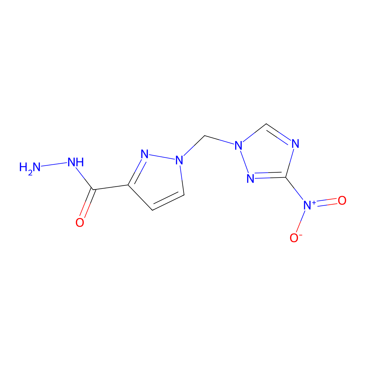 1-((3-Nitro-1H-1,2,4-triazol-1-yl)methyl)-1H-pyrazole-3-carbohydrazide molecular structure, CAS 1001500-00-0