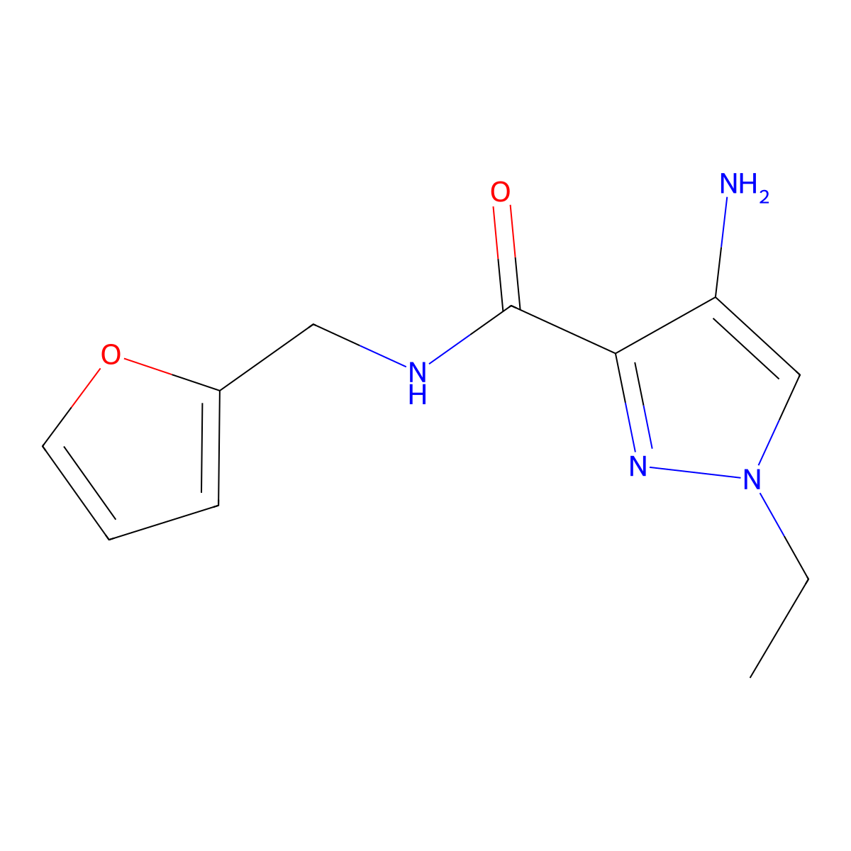 4-amino-1-ethyl-N-(furan-2-ylmethyl)-1H-pyrazole-3-carboxamide molecular structure, CAS 1001500-13-5