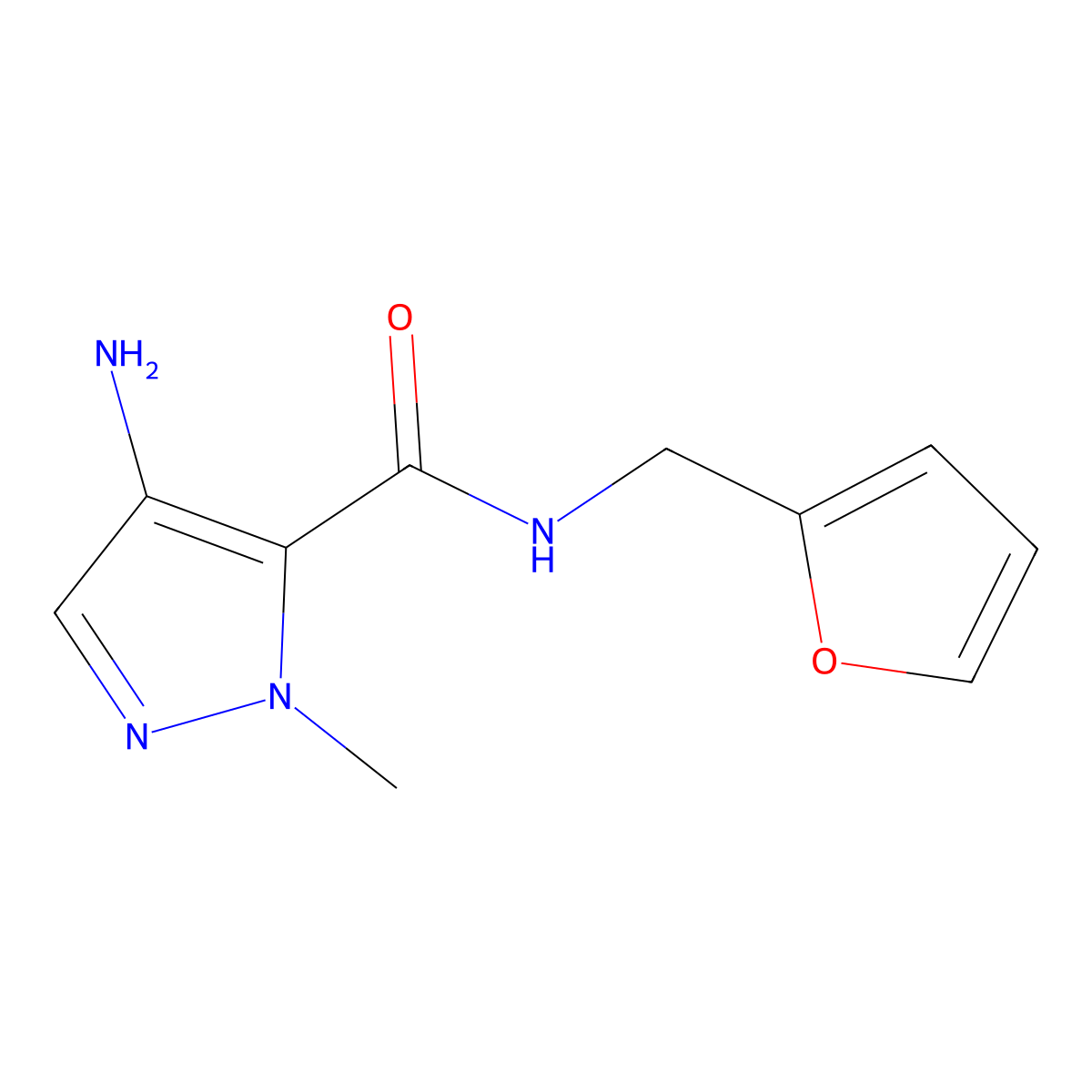 4-amino-N-(furan-2-ylmethyl)-1-methyl-1H-pyrazole-5-carboxamide molecular structure, CAS 1001500-15-7