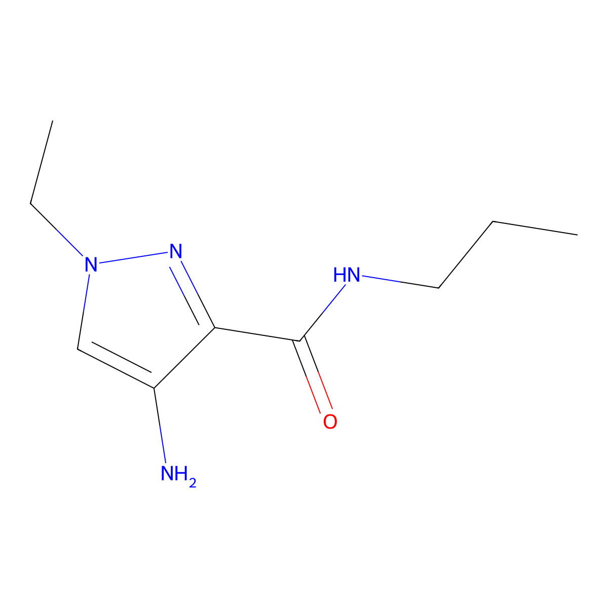4-amino-1-ethyl-N-propyl-1H-pyrazole-3-carboxamide molecular structure, CAS 1001500-16-8