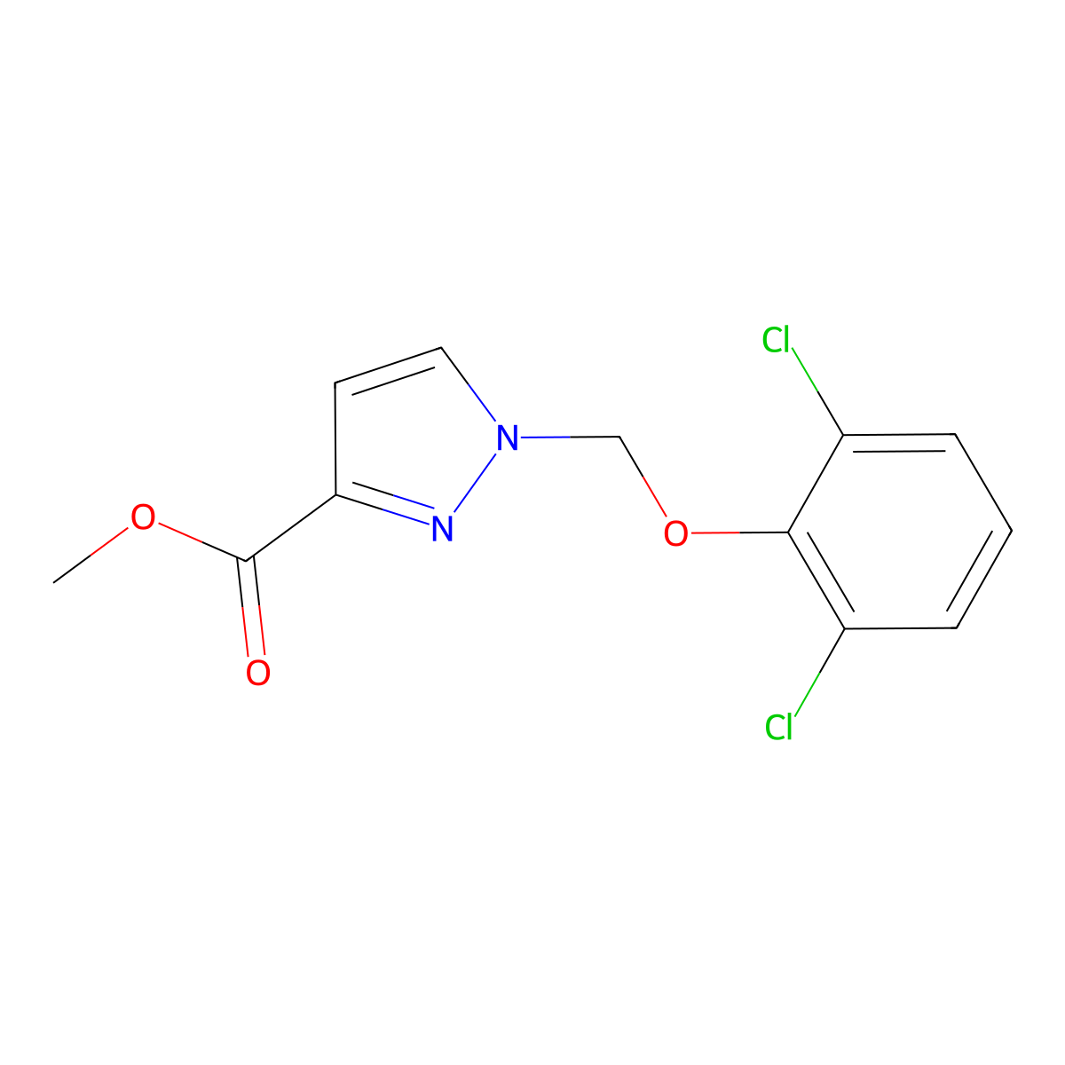 Methyl 1-((2,6-dichlorophenoxy)methyl)-1H-pyrazole-3-carboxylate molecular structure, CAS 1001500-20-4
