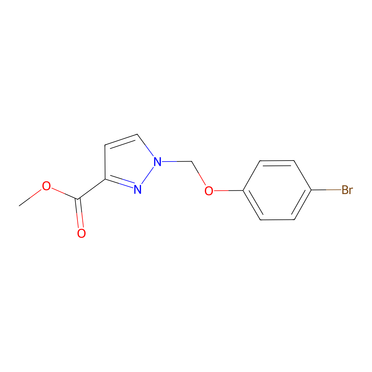Methyl 1-((4-bromophenoxy)methyl)-1H-pyrazole-3-carboxylate molecular structure, CAS 1001500-22-6