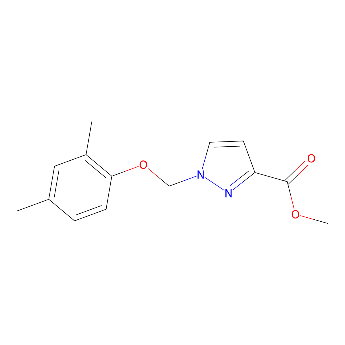 methyl 1-[(2,4-dimethylphenoxy)methyl]-1H-pyrazole-3-carboxylate molecular structure, CAS 1001500-23-7