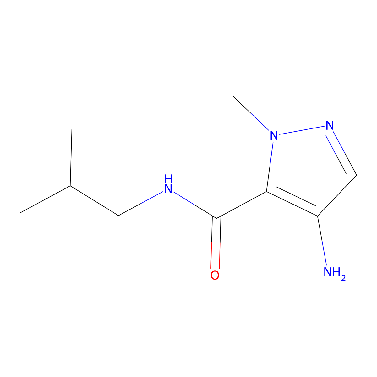 4-Amino-N-isobutyl-1-methyl-1H-pyrazole-5-carboxamide molecular structure, CAS 1001500-37-3