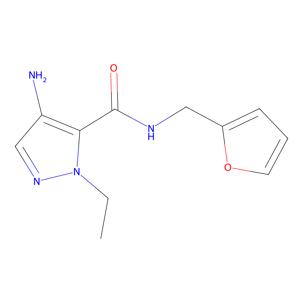 4-amino-1-ethyl-N-(furan-2-ylmethyl)-1H-pyrazole-5-carboxamide molecular structure, CAS 1001500-43-1