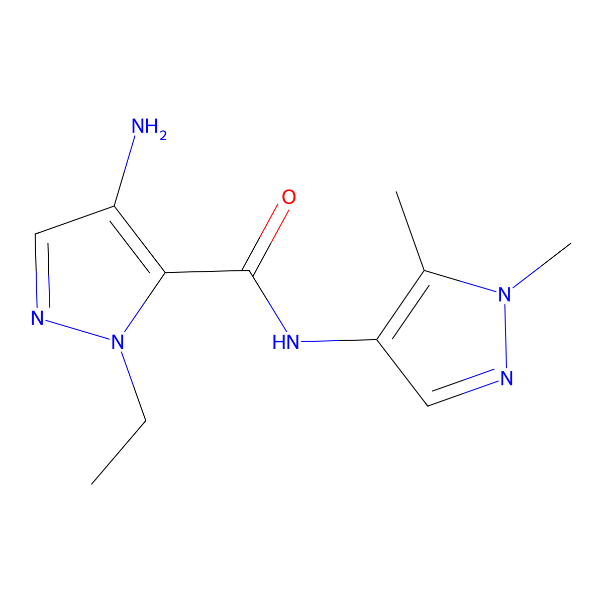 4-amino-N-(1,5-dimethyl-1H-pyrazol-4-yl)-1-ethyl-1H-pyrazole-5-carboxamide molecular structure, CAS 1001500-45-3