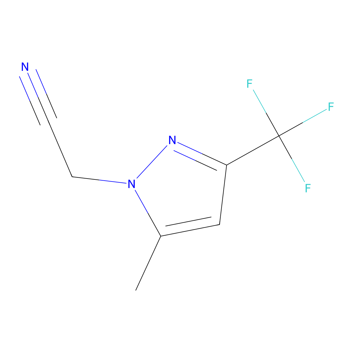 2-(5-methyl-3-(trifluoromethyl)-1H-pyrazol-1-yl)acetonitrile molecular structure, CAS 1001500-48-6
