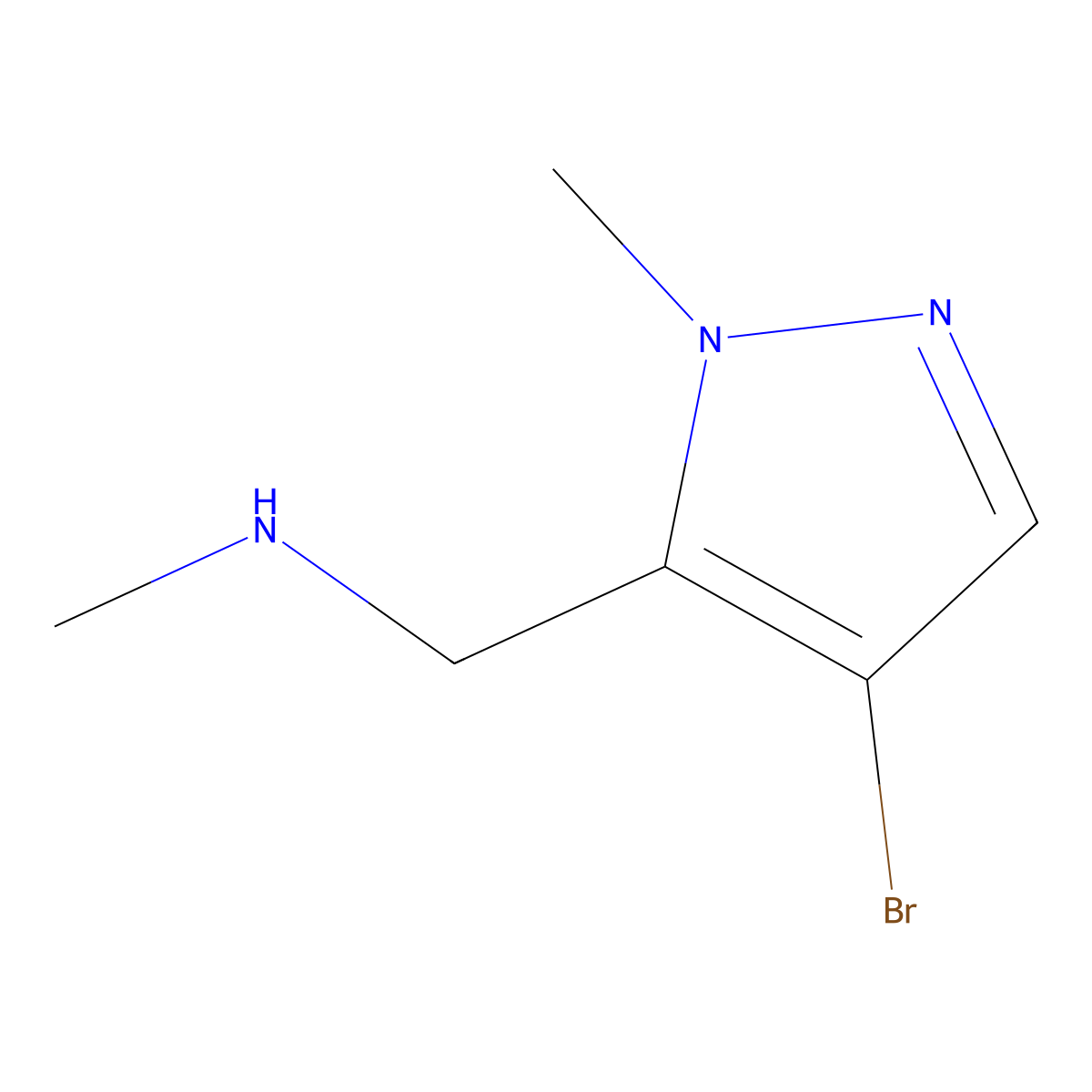 1-(4-bromo-1-methyl-1H-pyrazol-5-yl)-N-methylmethanamine molecular structure, CAS 1001500-52-2