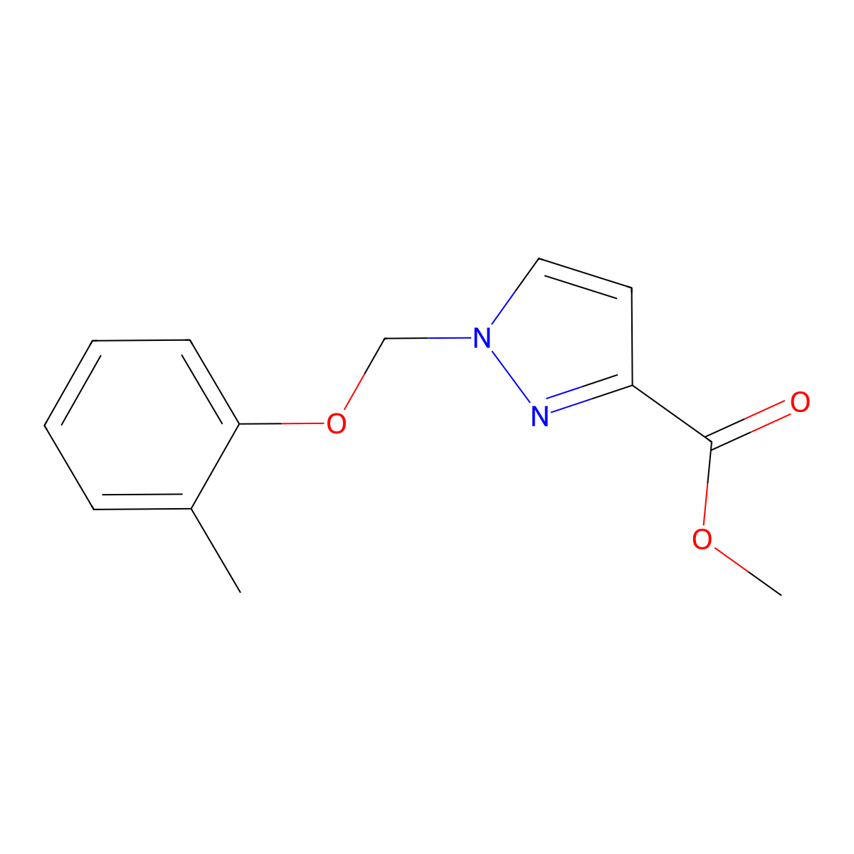 methyl 1-[(2-methylphenoxy)methyl]-1H-pyrazole-3-carboxylate molecular structure, CAS 1001500-61-3