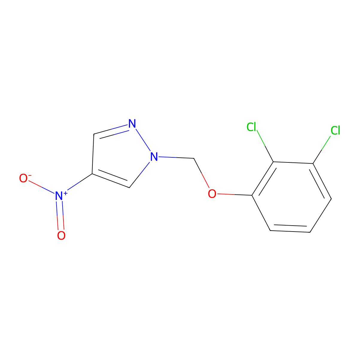 1-(2,3-Dichloro-phenoxymethyl)-4-nitro-1H-pyrazole molecular structure, CAS 1001500-65-7