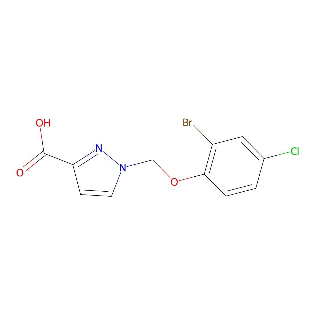 1-[(2-bromo-4-chlorophenoxy)methyl]-1H-pyrazole-3-carboxylic acid molecular structure, CAS 1001500-71-5