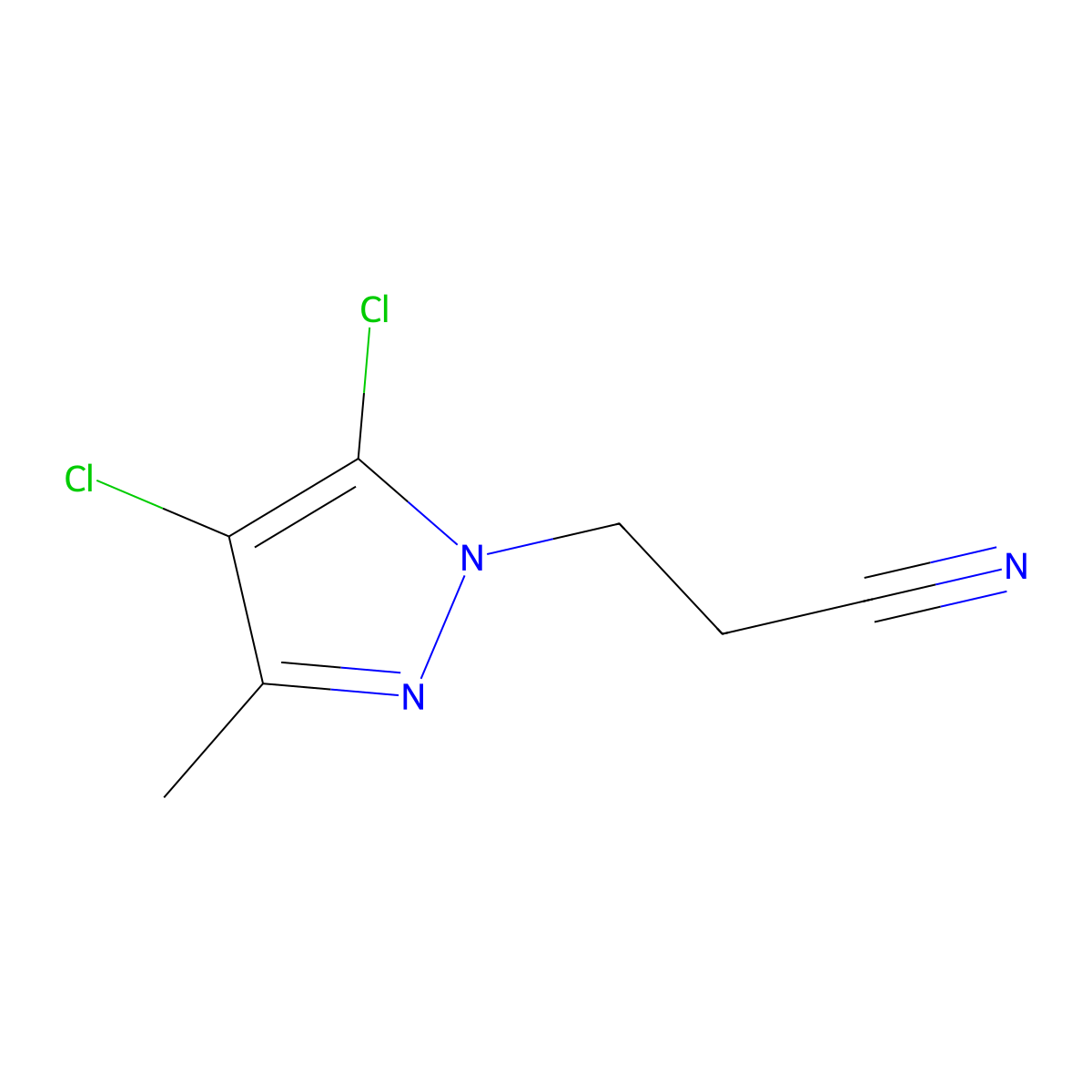 3-(4,5-dichloro-3-methyl-1H-pyrazol-1-yl)propanenitrile molecular structure, CAS 1001500-81-7