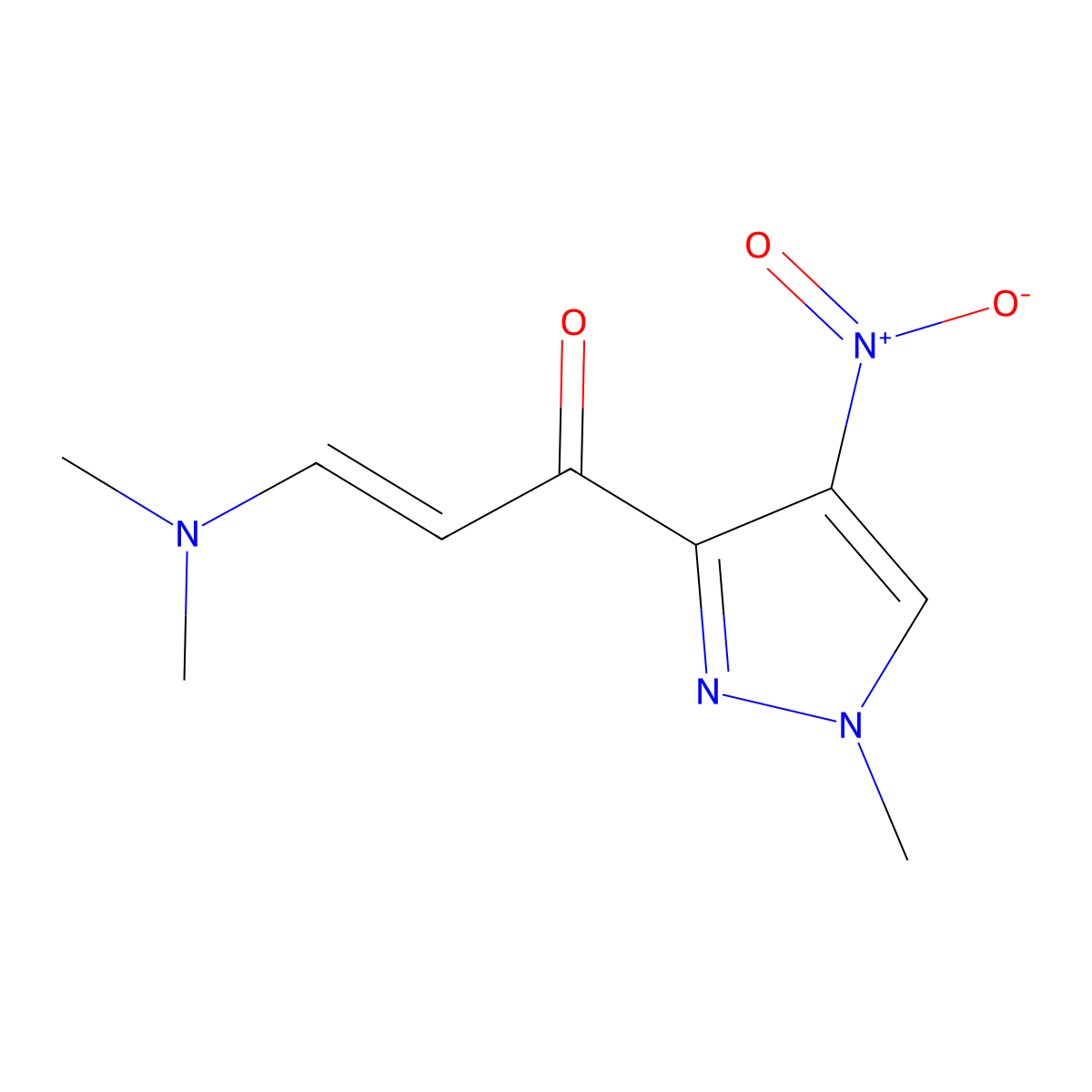 3-(Dimethylamino)-1-(1-methyl-4-nitropyrazol-3-yl)prop-2-en-1-one molecular structure, CAS 1001500-83-9
