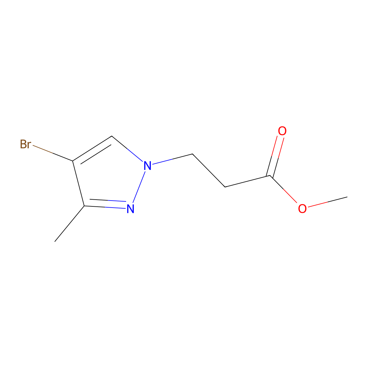 methyl 3-(4-bromo-3-methyl-1H-pyrazol-1-yl)propanoate molecular structure, CAS 1001500-84-0