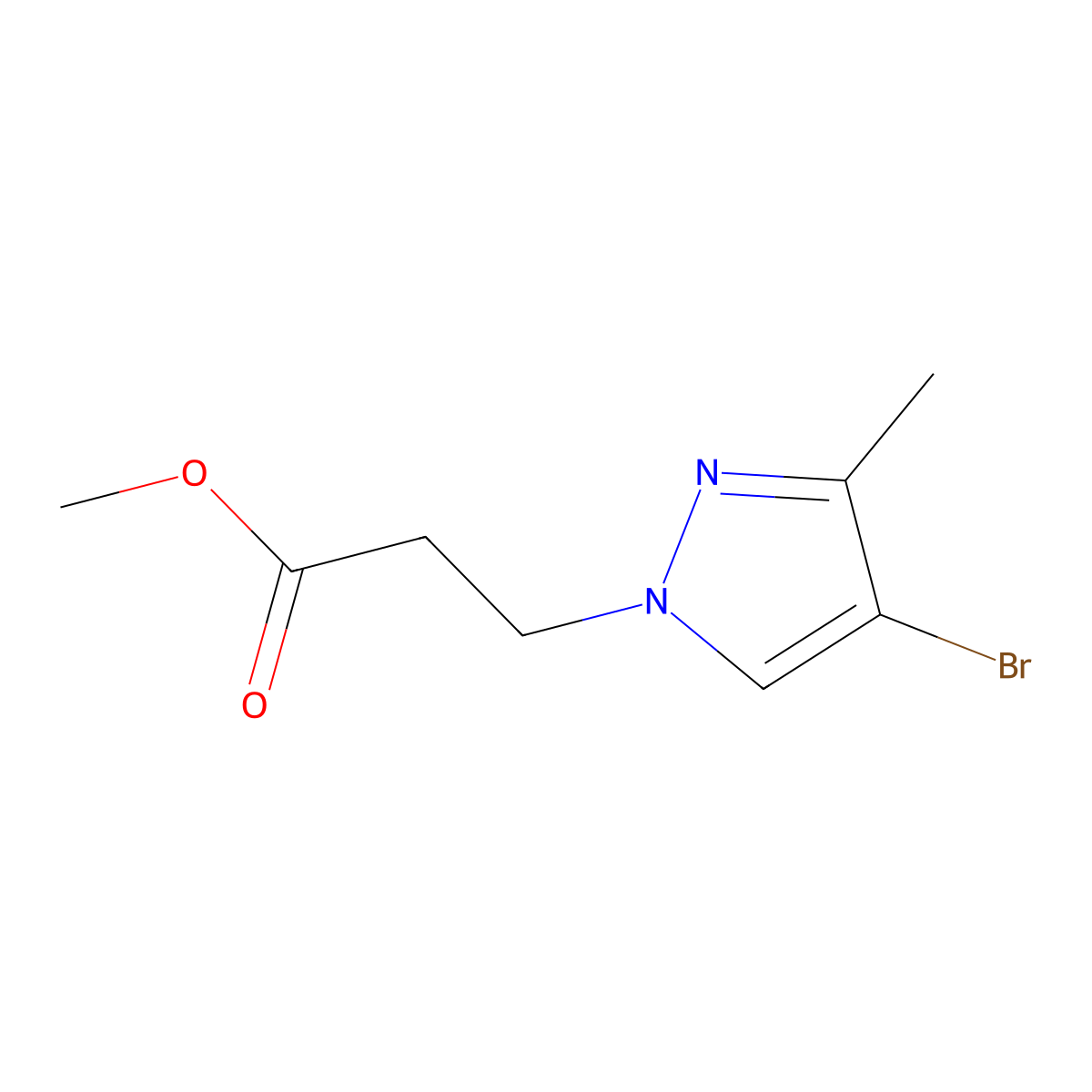 methyl 3-(4-bromo-3-methyl-1H-pyrazol-1-yl)propanoate molecular structure, CAS 1001500-84-0