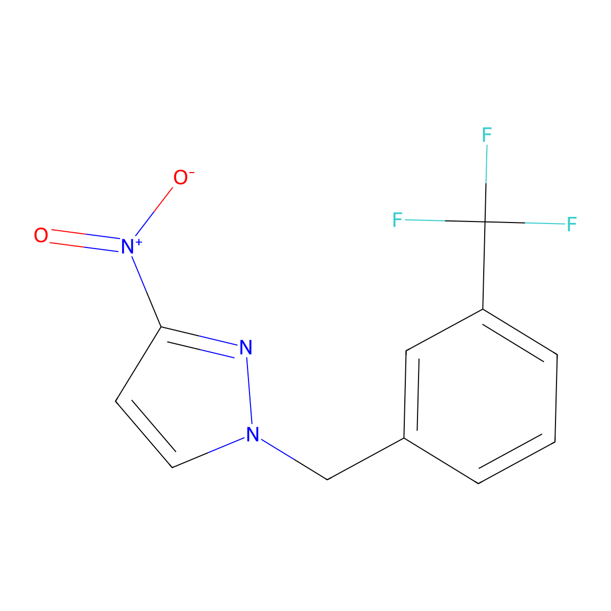 3-Nitro-1-(3-trifluoromethyl-benzyl)-1H-pyrazole molecular structure, CAS 1001510-37-7