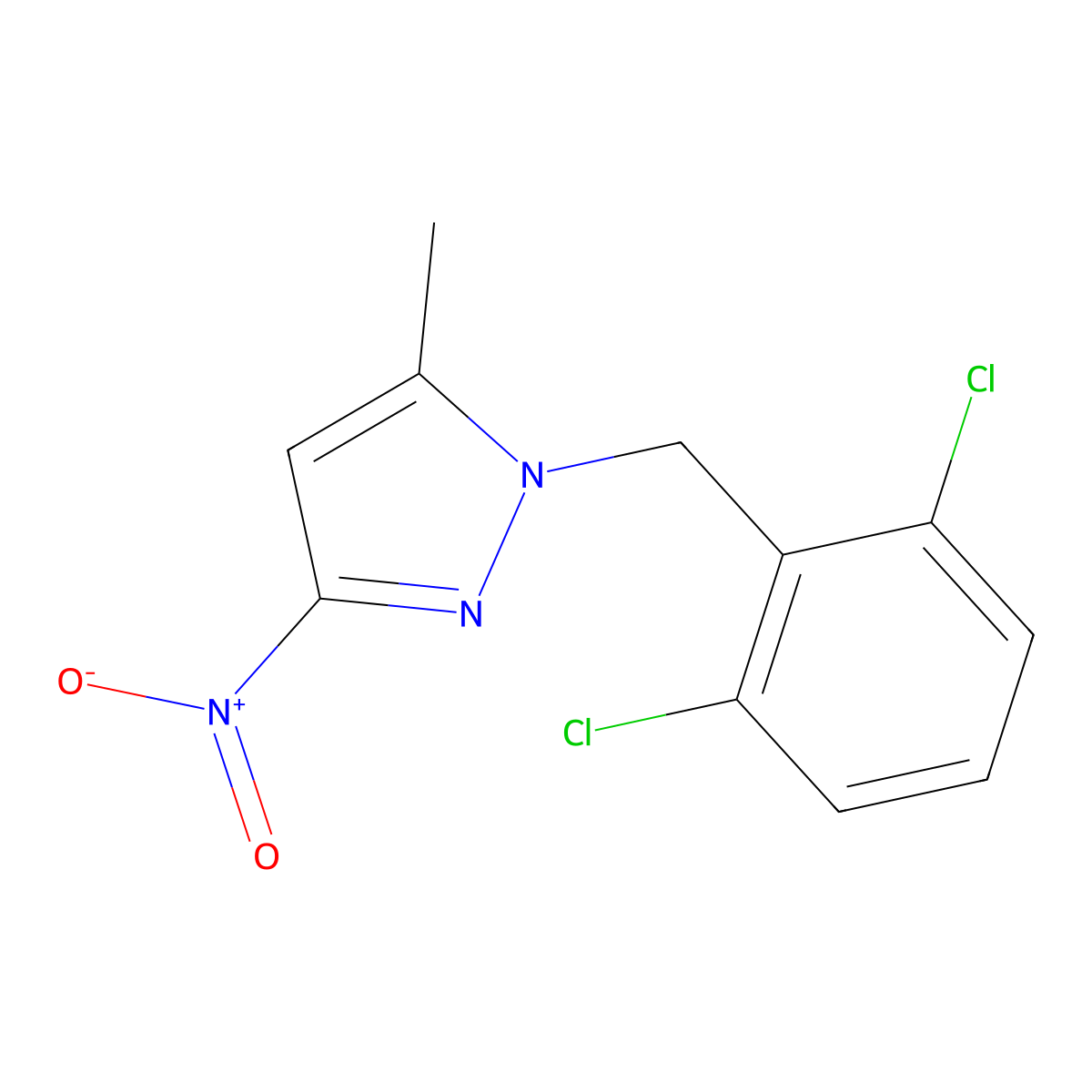 1-(2,6-dichlorobenzyl)-5-methyl-3-nitro-1H-pyrazole molecular structure, CAS 1001510-39-9