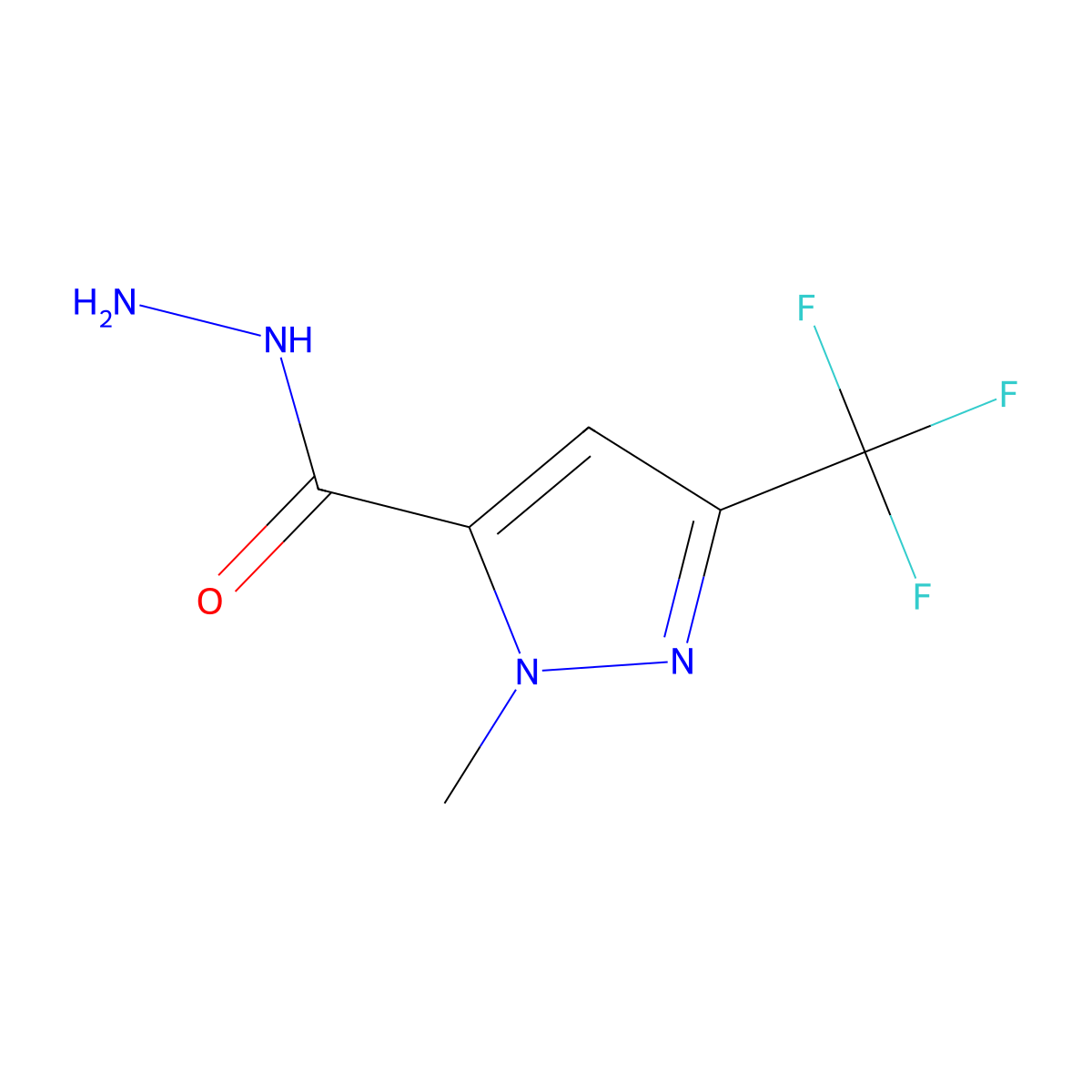 1-methyl-3-(trifluoromethyl)-1H-pyrazole-5-carbohydrazide molecular structure, CAS 1001518-78-0