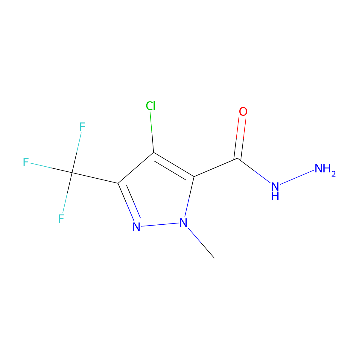 4-chloro-1-methyl-3-(trifluoromethyl)-1H-pyrazole-5-carbohydrazide molecular structure, CAS 1001518-79-1