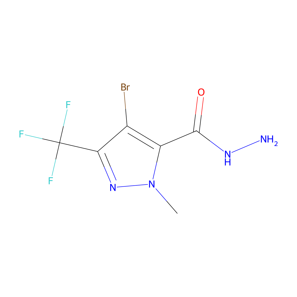 4-bromo-1-methyl-3-(trifluoromethyl)-1H-pyrazole-5-carbohydrazide molecular structure, CAS 1001518-80-4