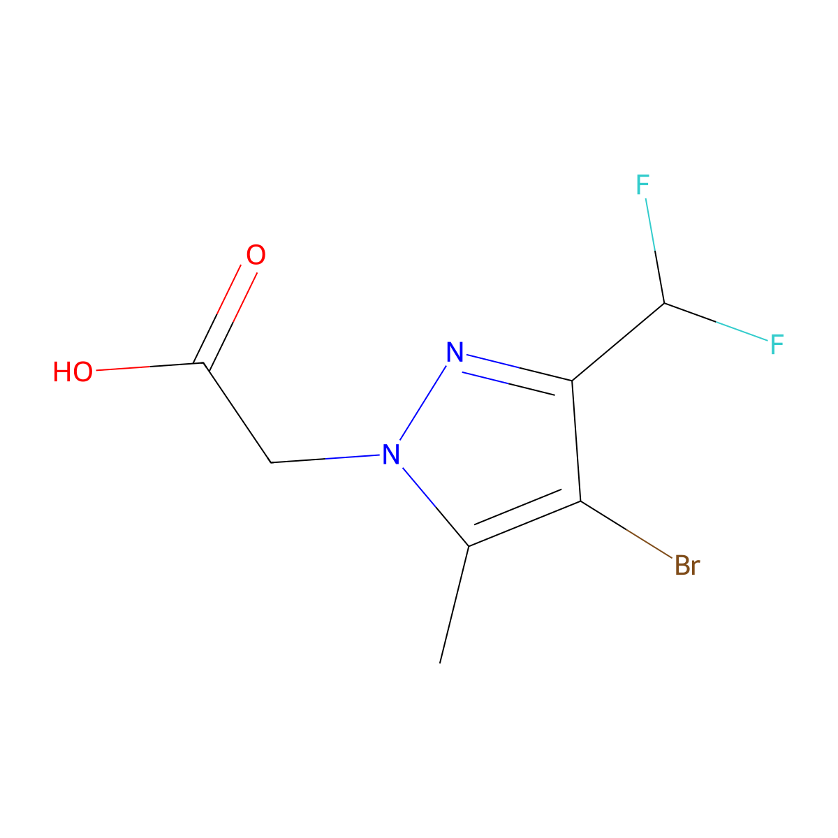 [4-bromo-3-(difluoromethyl)-5-methyl-1H-pyrazol-1-yl]acetic acid molecular structure, CAS 1001518-81-5