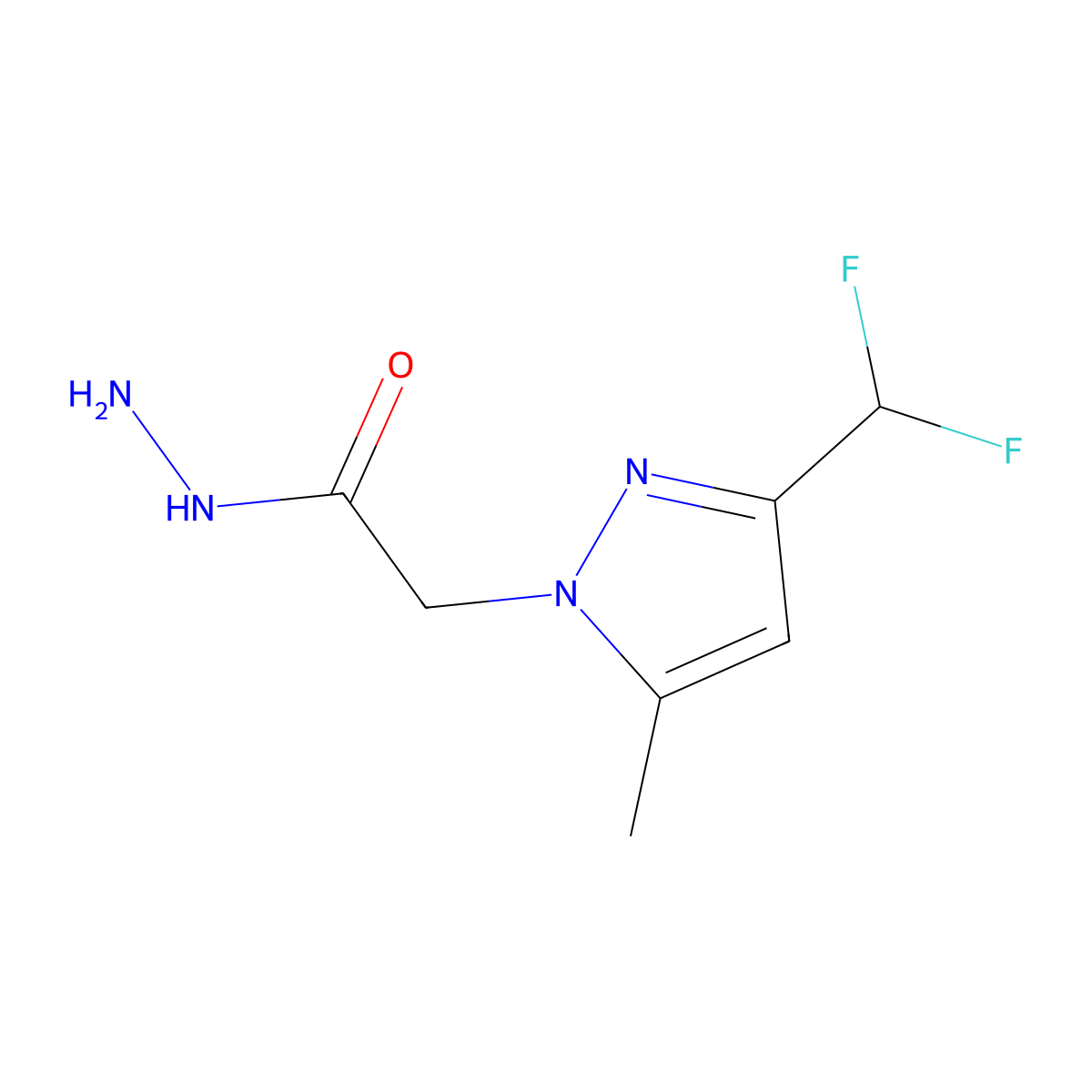 2-[3-(difluoromethyl)-5-methyl-1H-pyrazol-1-yl]acetohydrazide molecular structure, CAS 1001518-82-6