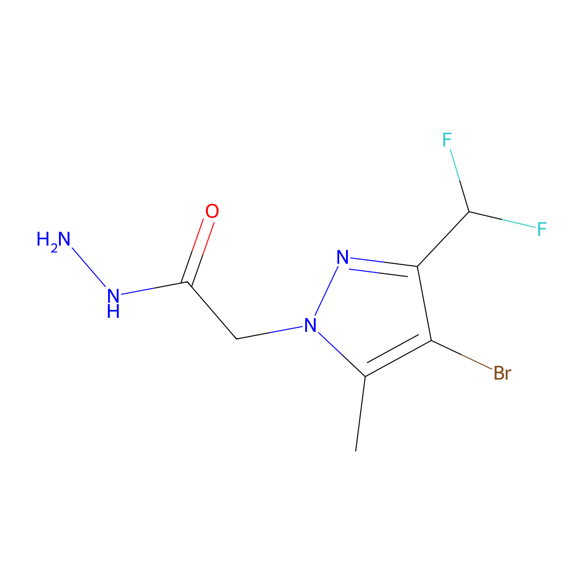 2-[4-bromo-3-(difluoromethyl)-5-methyl-1H-pyrazol-1-yl]acetohydrazide molecular structure, CAS 1001518-83-7