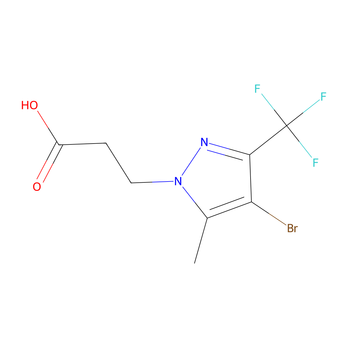 3-[4-bromo-5-methyl-3-(trifluoromethyl)-1H-pyrazol-1-yl]propanoic acid molecular structure, CAS 1001518-85-9