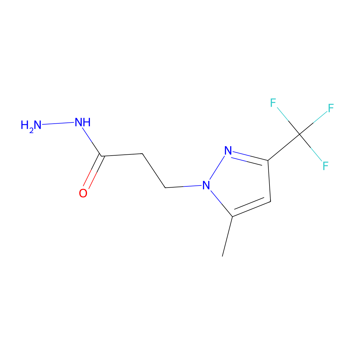 3-(5-Methyl-3-(trifluoromethyl)-1H-pyrazol-1-yl)propanehydrazide molecular structure, CAS 1001518-86-0