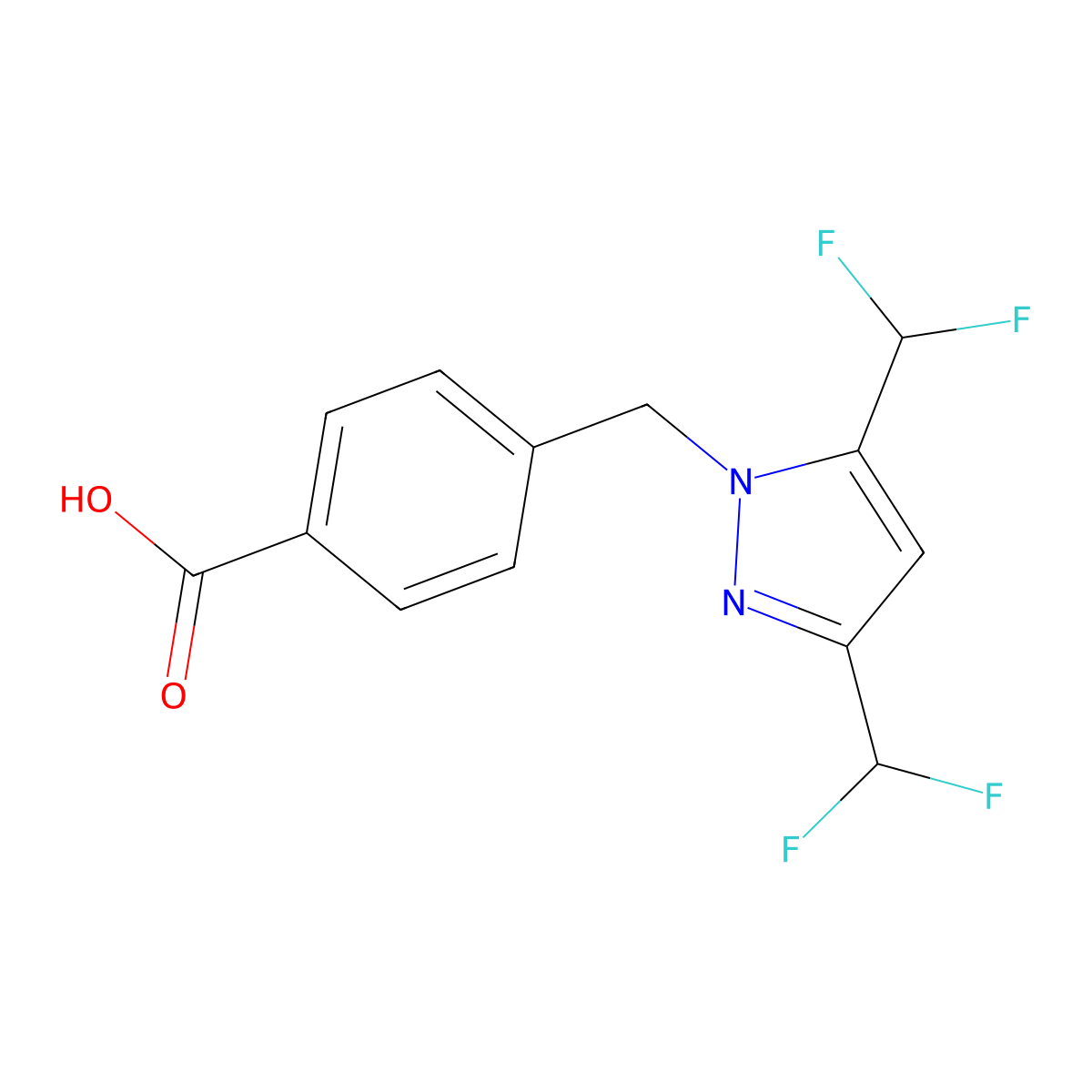 4-{[3,5-bis(difluoromethyl)-1H-pyrazol-1-yl]methyl}benzoic acid molecular structure, CAS 1001518-88-2